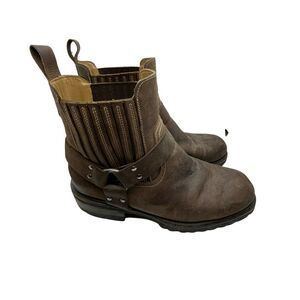 Vintage GBX Mens Dorado Brown Leather Round Toe Ankle Biker Boots Size 10.5 D